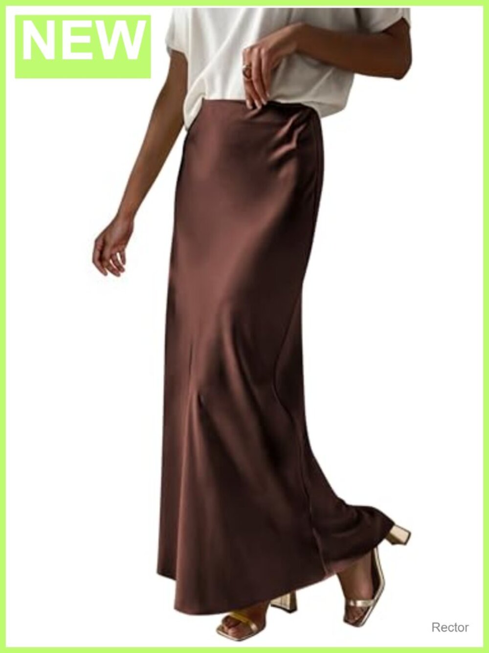 Women's Satin Maxi Skirt High Waisted Elastic Waist Loose Fit A-Line